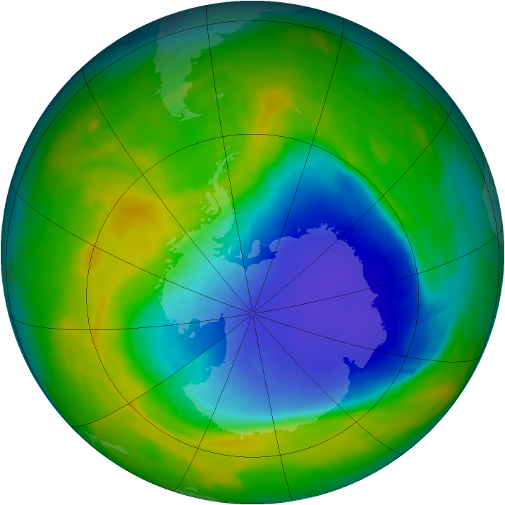 Antarctic ozone map for 28 October 2013